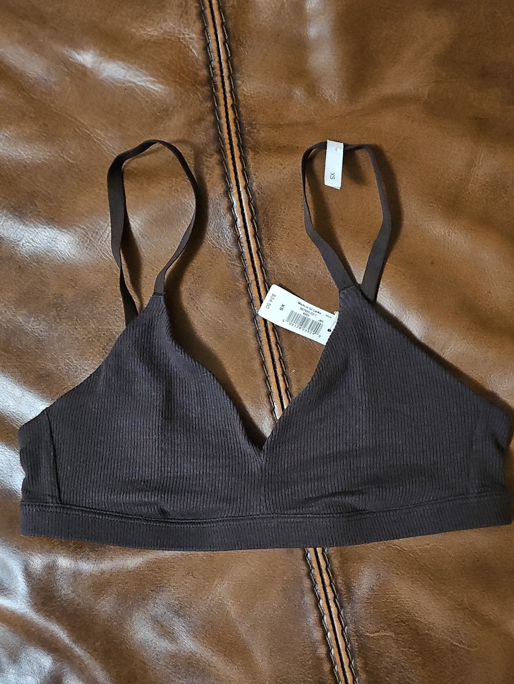 Everyday Dark Brown Ribbed Bralette - XS